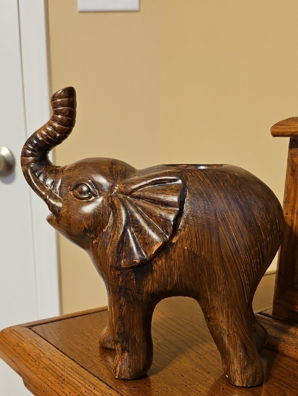 Elephant Tealight Holder Figurine in Dark Brown